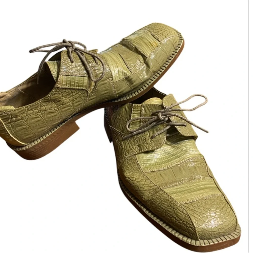 Hugo Vitelli‎ shoes.  11W.  Green alligator print.